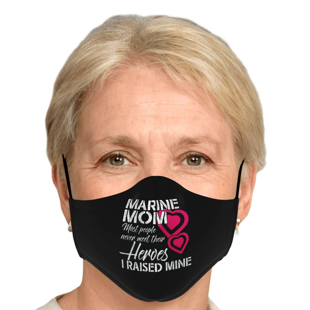 Designs by MyUtopia Shout Out:Marine Mom I Raised My Hero Fitted Face Mask With Adjustable Ear Loops,Adult / Single / No filters,Fabric Face Mask