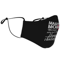 Load image into Gallery viewer, Designs by MyUtopia Shout Out:Marine Mom I Raised My Hero Fitted Face Mask With Adjustable Ear Loops
