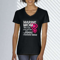 Load image into Gallery viewer, Designs by MyUtopia Shout Out:Marine Mom Ladies&#39; V-Neck T-Shirt,Black / S,Ladies T-Shirts
