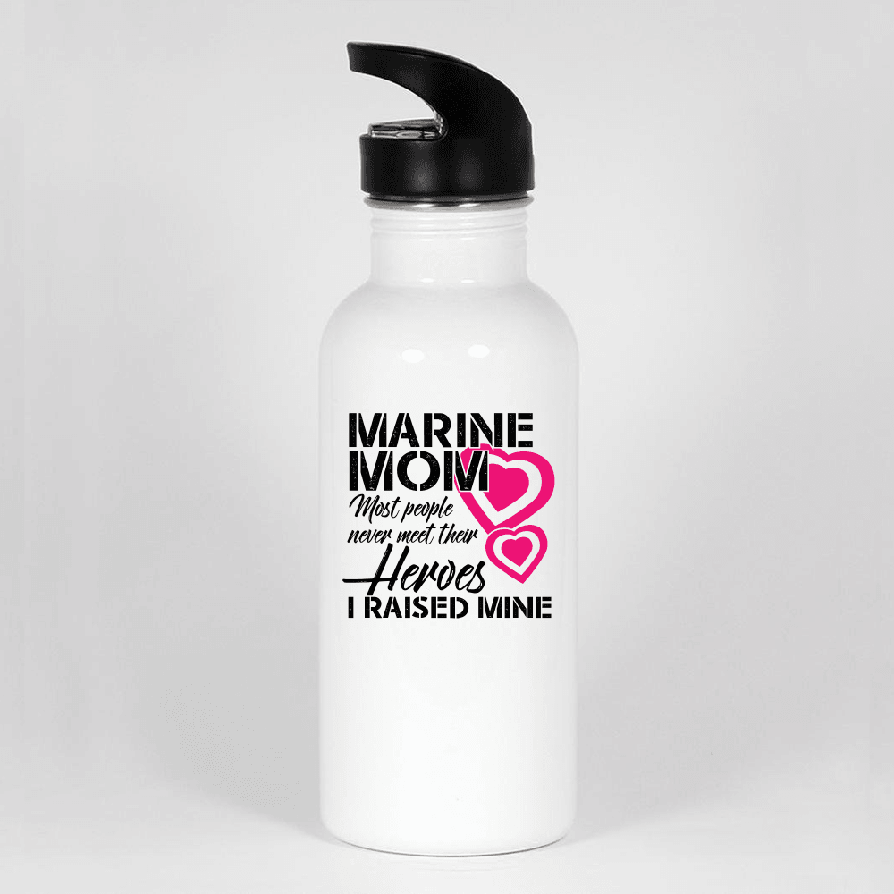 Designs by MyUtopia Shout Out:Marine Mom Water Bottle,White,Water Bottle