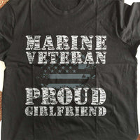 Load image into Gallery viewer, Designs by MyUtopia Shout Out:Marine Veteran Proud Girlfriend Adult Unisex Cotton Short Sleeve T-Shirt

