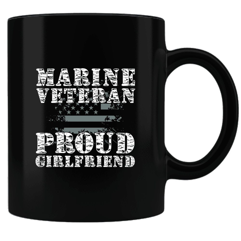 Designs by MyUtopia Shout Out:Marine Veteran Proud Girlfriend Black Ceramic Coffee Mug,Black,Ceramic Coffee Mug