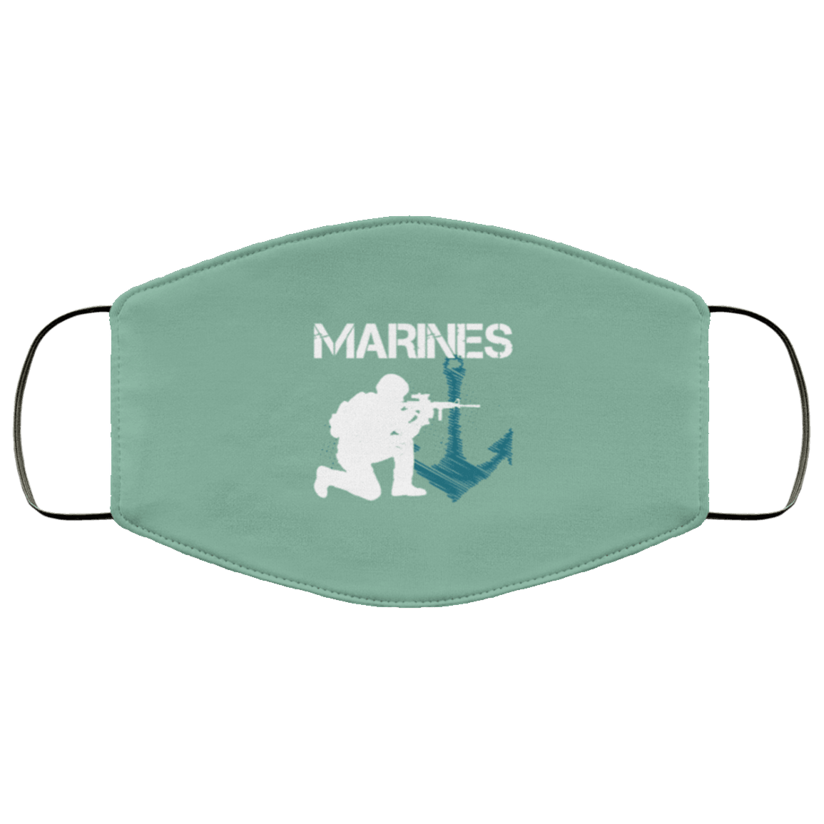 Designs by MyUtopia Shout Out:Marines Adult Fabric Face Mask with Elastic Ear Loops,3 Layer Fabric Face Mask / Sage / Adult,Fabric Face Mask