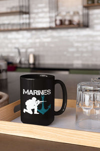 Load image into Gallery viewer, Designs by MyUtopia Shout Out:Marines Patriotic Anchor Ceramic Coffee Mug
