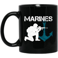 Load image into Gallery viewer, Designs by MyUtopia Shout Out:Marines Patriotic Anchor Ceramic Coffee Mug,11 oz / Black,Ceramic Coffee Mug
