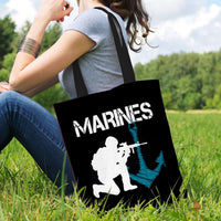 Load image into Gallery viewer, Designs by MyUtopia Shout Out:Marines Patriotic Anchor Fabric Totebag Reusable Shopping Tote
