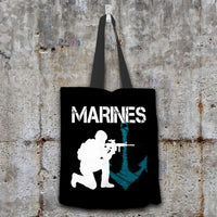 Load image into Gallery viewer, Designs by MyUtopia Shout Out:Marines Patriotic Anchor Fabric Totebag Reusable Shopping Tote

