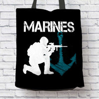 Load image into Gallery viewer, Designs by MyUtopia Shout Out:Marines Patriotic Anchor Fabric Totebag Reusable Shopping Tote

