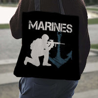Load image into Gallery viewer, Designs by MyUtopia Shout Out:Marines Patriotic Anchor Fabric Totebag Reusable Shopping Tote
