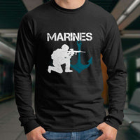 Load image into Gallery viewer, Designs by MyUtopia Shout Out:Marines Patriotic Anchor Long Sleeve Ultra Cotton T-Shirt
