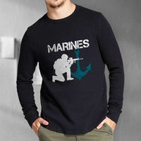 Load image into Gallery viewer, Designs by MyUtopia Shout Out:Marines Patriotic Anchor Long Sleeve Ultra Cotton T-Shirt
