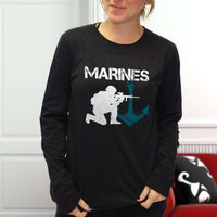 Load image into Gallery viewer, Designs by MyUtopia Shout Out:Marines Patriotic Anchor Long Sleeve Ultra Cotton T-Shirt

