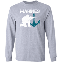 Load image into Gallery viewer, Designs by MyUtopia Shout Out:Marines Patriotic Anchor Long Sleeve Ultra Cotton T-Shirt,Sport Grey / S,Long Sleeve T-Shirts
