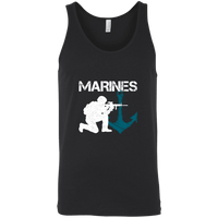 Load image into Gallery viewer, Designs by MyUtopia Shout Out:Marines Patriotic Anchor Unisex Tank,X-Small / Black,Tank Tops
