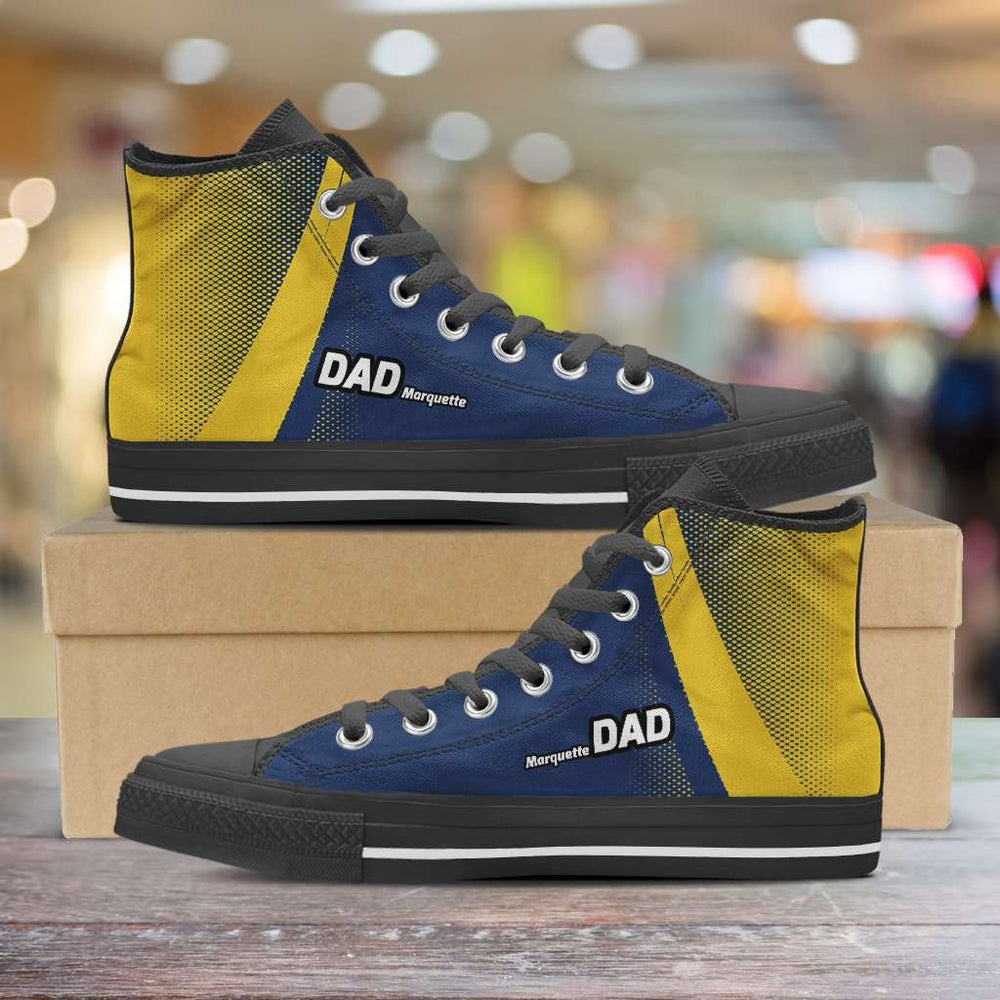 Designs by MyUtopia Shout Out:Marquette DAD Basketball Fans Canvas High Top Shoes
