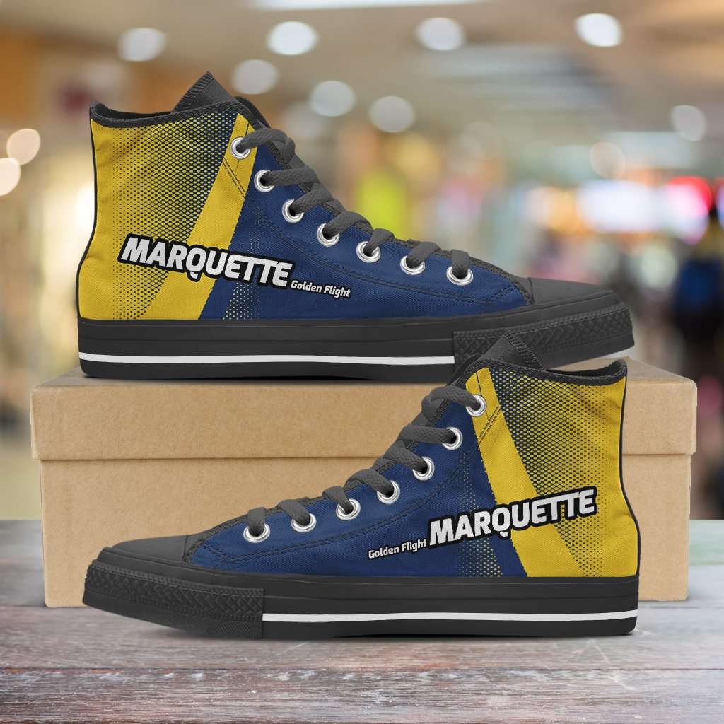 Designs by MyUtopia Shout Out:Marquette Golden Flight Eagles Basketball Fans Canvas High Top Shoes
