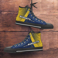 Load image into Gallery viewer, Designs by MyUtopia Shout Out:Marquette Golden Flight Eagles Basketball Fans Canvas High Top Shoes,Men&#39;s / Mens US 5 (EU38) / Black / Gold,High Top Sneakers
