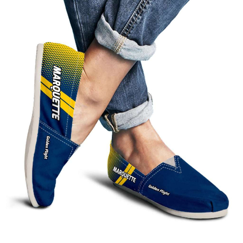 Designs by MyUtopia Shout Out:Marquette Golden Flight Eagles Basketball Fans Casual Canvas Slip on Shoes Women's Flats