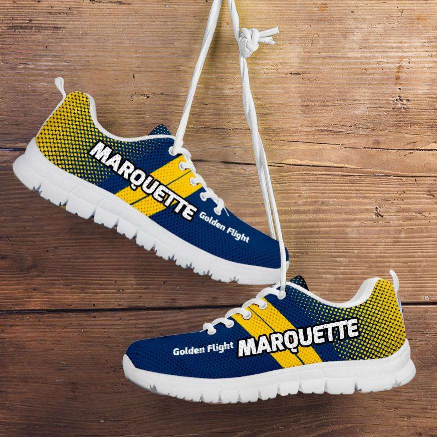 Designs by MyUtopia Shout Out:Marquette Golden Flight Eagles Basketball Fans Running Shoes,Men's / Mens US5 (EU38) / Blue / Gold,Running Shoes