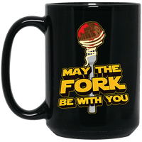Load image into Gallery viewer, Designs by MyUtopia Shout Out:May The Fork Be With You Ceramic Mug - Black,15 oz / Black,Ceramic Coffee Mug
