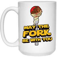 Load image into Gallery viewer, Designs by MyUtopia Shout Out:May The Fork Be With You Ceramic Mug - White,15 oz / White,Ceramic Coffee Mug
