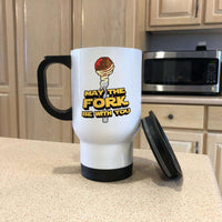 Load image into Gallery viewer, Designs by MyUtopia Shout Out:May The Fork Be With You Stainless Steel Travel Mug
