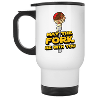 Load image into Gallery viewer, Designs by MyUtopia Shout Out:May The Fork Be With You Stainless Steel Travel Mug,White / One Size,Travel Mug
