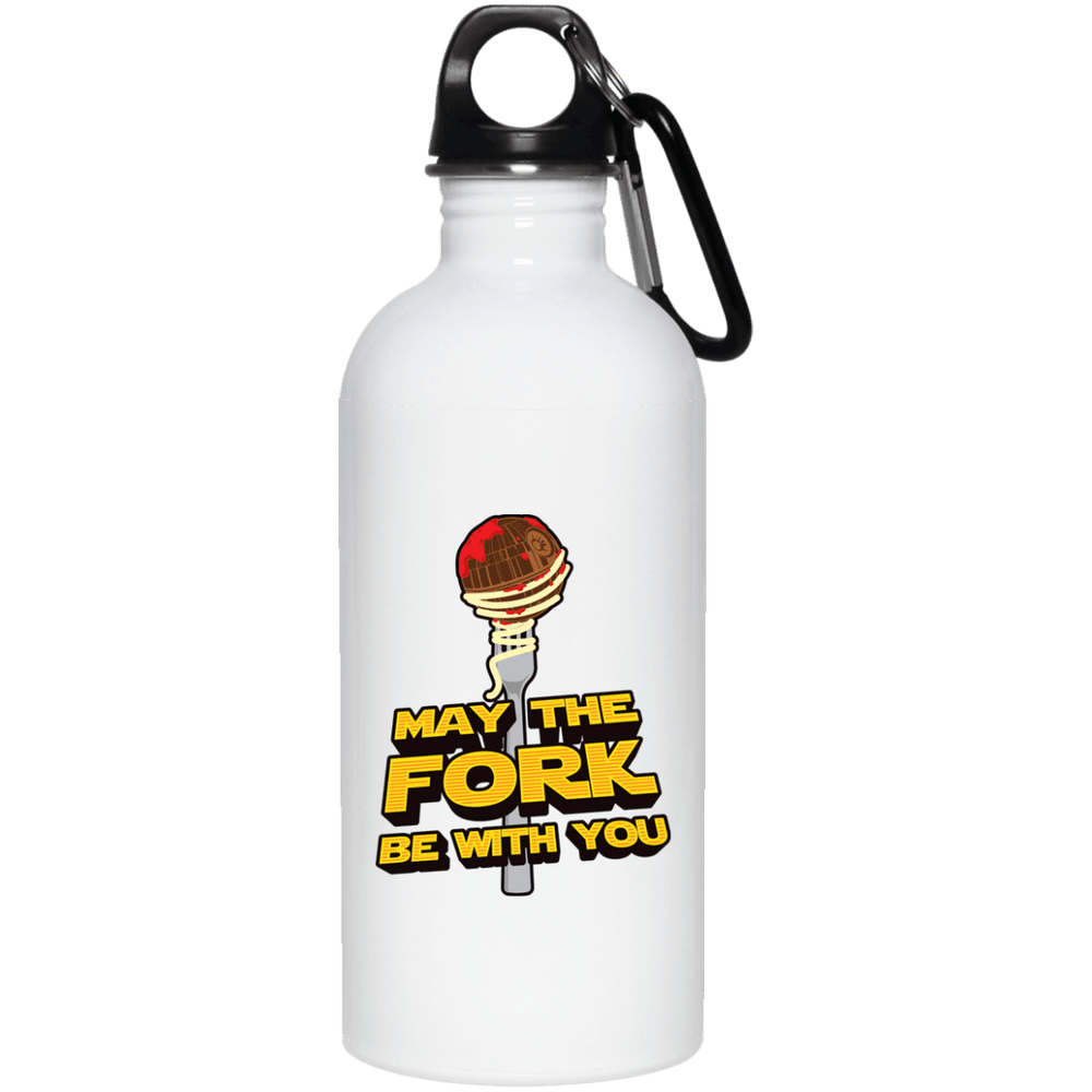 Designs by MyUtopia Shout Out:May The Fork Be With You Stainless Steel Water Bottle,White / One Size,Water Bottles