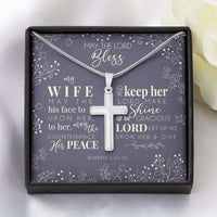 Load image into Gallery viewer, Designs by MyUtopia Shout Out:May The Lord Bless My Wife Gift Necklace with Personalized Message Card - Artisan Cross Necklace with Bible Verse Numbers 6:24-26,Default Title,Cross Necklace

