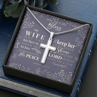 Load image into Gallery viewer, Designs by MyUtopia Shout Out:May The Lord Bless My Wife Gift Necklace with Personalized Message Card - Artisan Cross Necklace with Bible Verse Numbers 6:24-26
