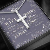 Load image into Gallery viewer, Designs by MyUtopia Shout Out:May The Lord Bless My Wife Gift Necklace with Personalized Message Card - Artisan Cross Necklace with Bible Verse Numbers 6:24-26
