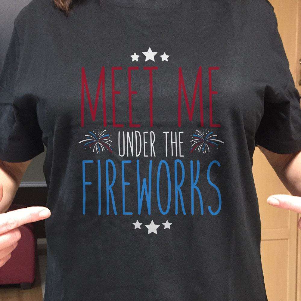Designs by MyUtopia Shout Out:Meet Me Under The Fireworks Adult Unisex T-Shirt