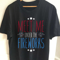 Load image into Gallery viewer, Designs by MyUtopia Shout Out:Meet Me Under The Fireworks Adult Unisex T-Shirt,S / Black,Adult Unisex T-Shirt
