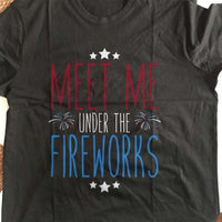 Load image into Gallery viewer, Designs by MyUtopia Shout Out:Meet Me Under The Fireworks Adult Unisex T-Shirt
