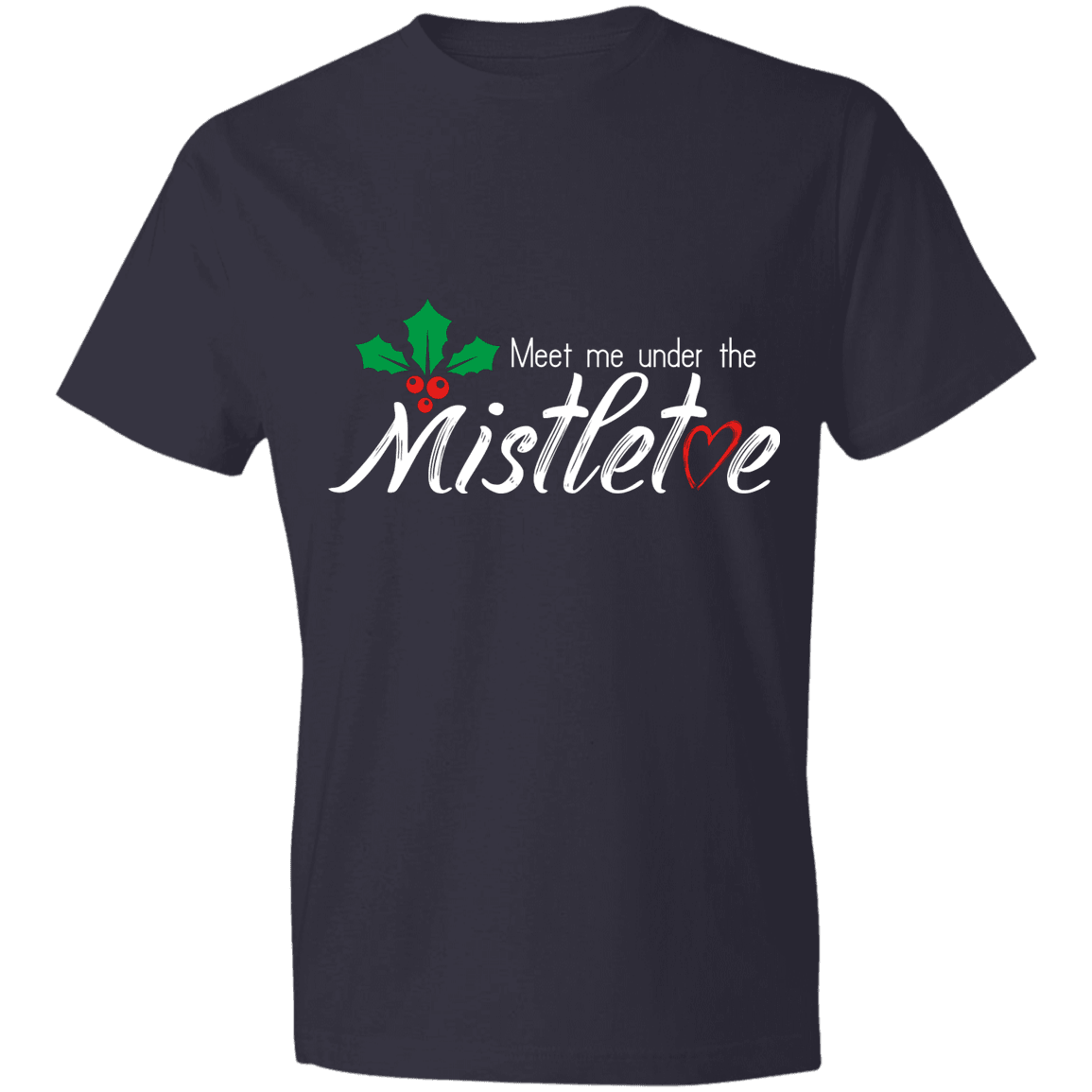 Designs by MyUtopia Shout Out:Meet Me Under the Mistletoe - Lightweight T-Shirt 4.5 oz,Navy / S,Adult Unisex T-Shirt