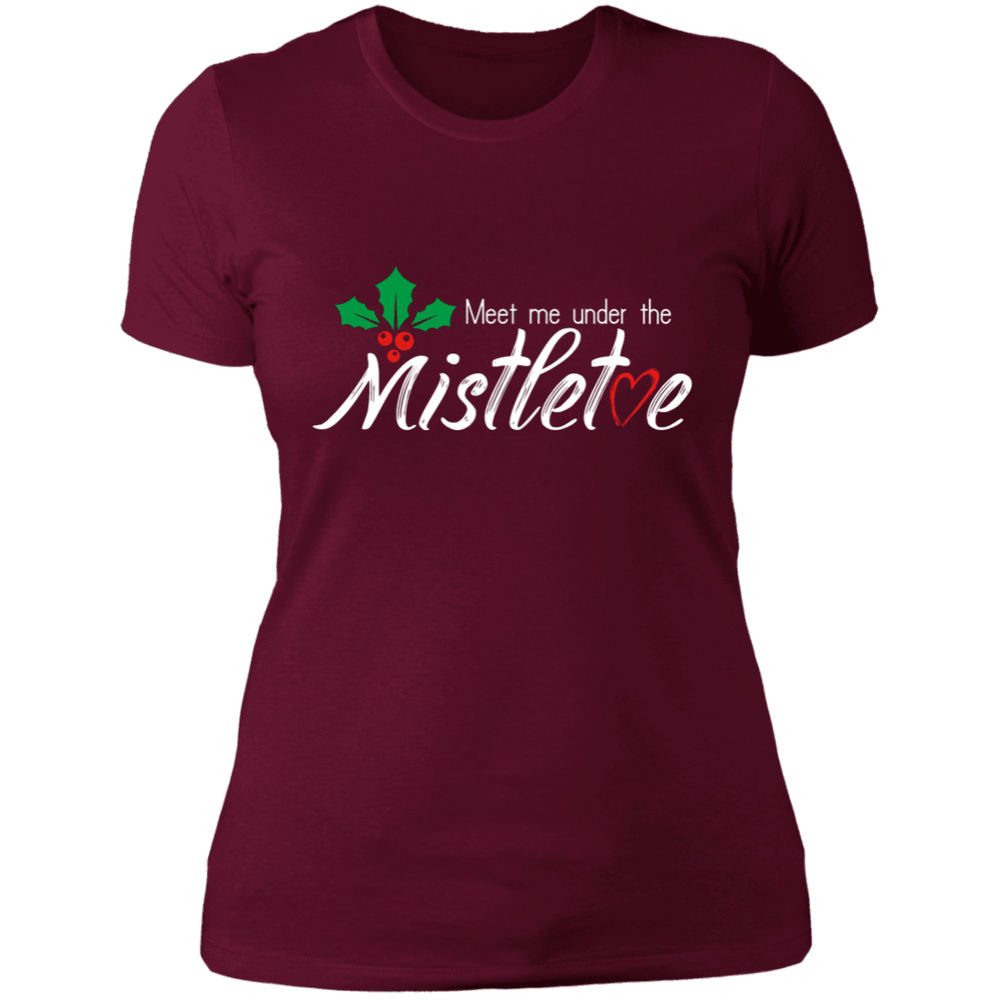 Designs by MyUtopia Shout Out:Meet Me Under the Mistletoe - Ultra Cotton Ladies' T-Shirt,Maroon / X-Small,Ladies T-Shirts