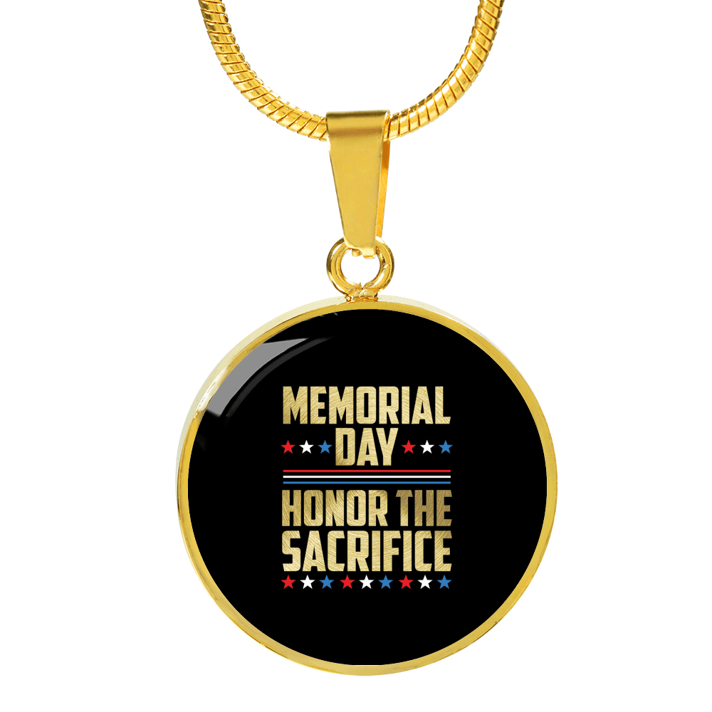 Designs by MyUtopia Shout Out:Memorial Day - Honor The Sacrifice Personalized Engravable Keepsake Necklace,Gold / No,Necklace