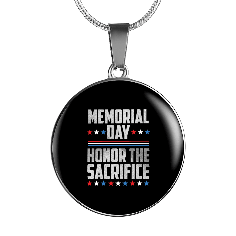 Designs by MyUtopia Shout Out:Memorial Day - Honor The Sacrifice Personalized Engravable Keepsake Necklace,Silver / No,Necklace