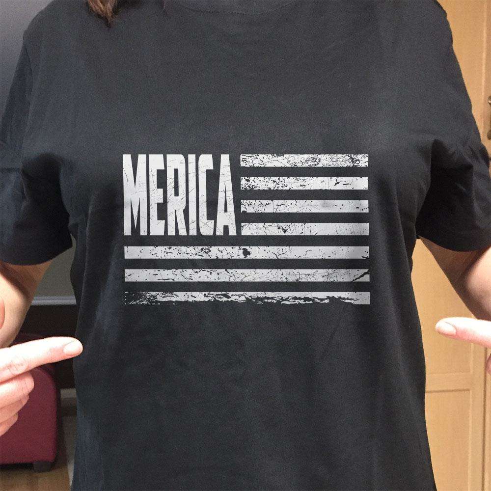 Designs by MyUtopia Shout Out:Merica Flag Adult Unisex T-Shirt