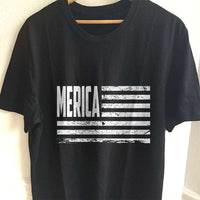 Load image into Gallery viewer, Designs by MyUtopia Shout Out:Merica Flag Adult Unisex T-Shirt,S / Black,Adult Unisex T-Shirt

