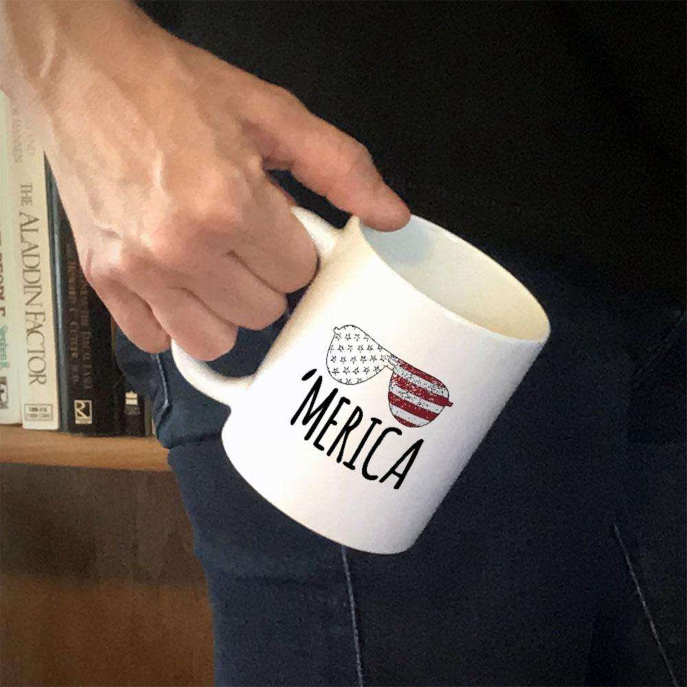 Designs by MyUtopia Shout Out:'Merica Shades White Ceramic Coffee Mug