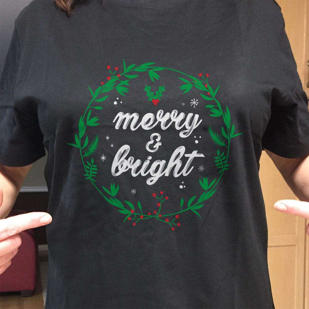 Designs by MyUtopia Shout Out:Merry and Bright Adult Unisex T-Shirt