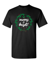 Load image into Gallery viewer, Designs by MyUtopia Shout Out:Merry and Bright Adult Unisex T-Shirt,S / Black,Adult Unisex T-Shirt
