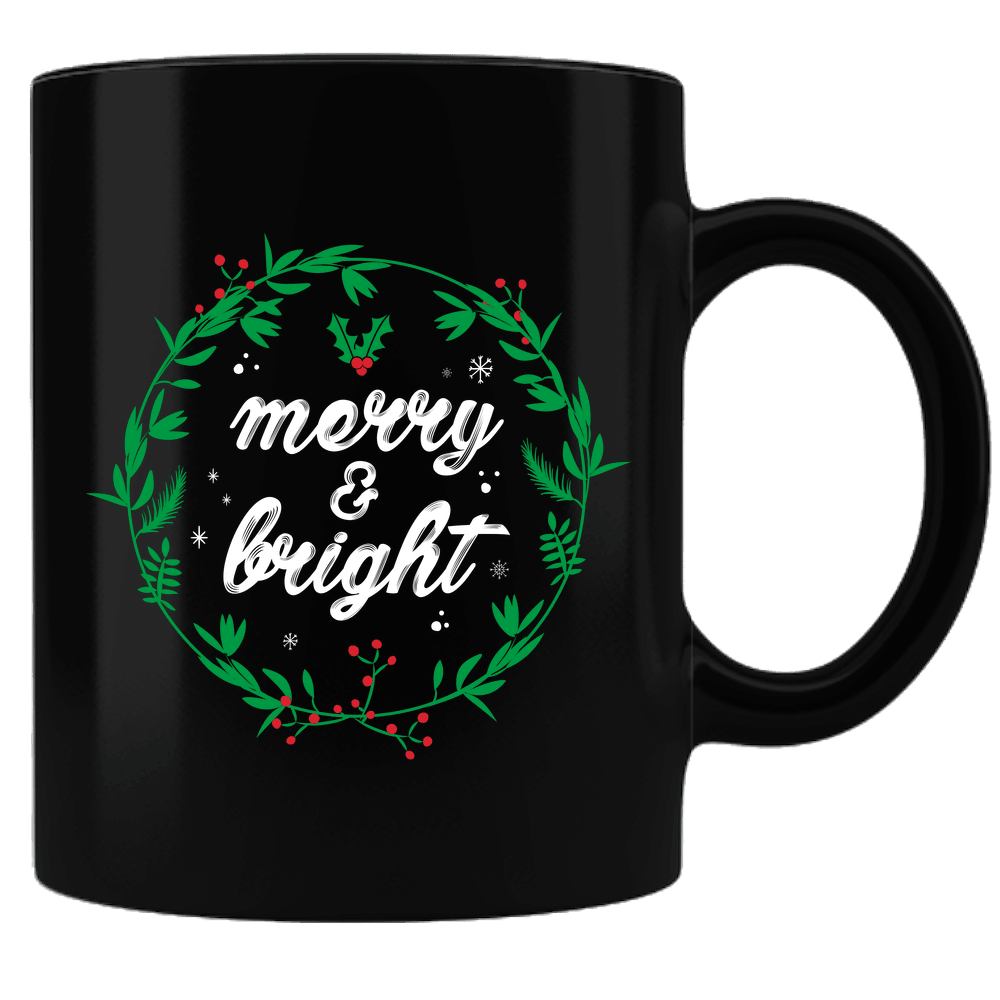 Designs by MyUtopia Shout Out:Merry and Bright Ceramic Black Coffee Mug,Default Title,Ceramic Coffee Mug
