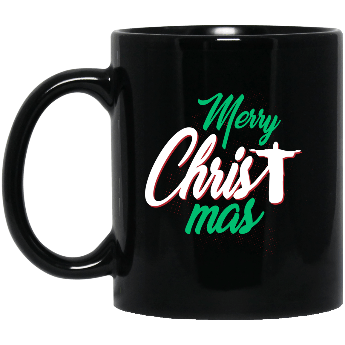 Designs by MyUtopia Shout Out:Merry CHRISTmas - Ceramic Coffee Mug - Black,Black / 11 oz,Apparel