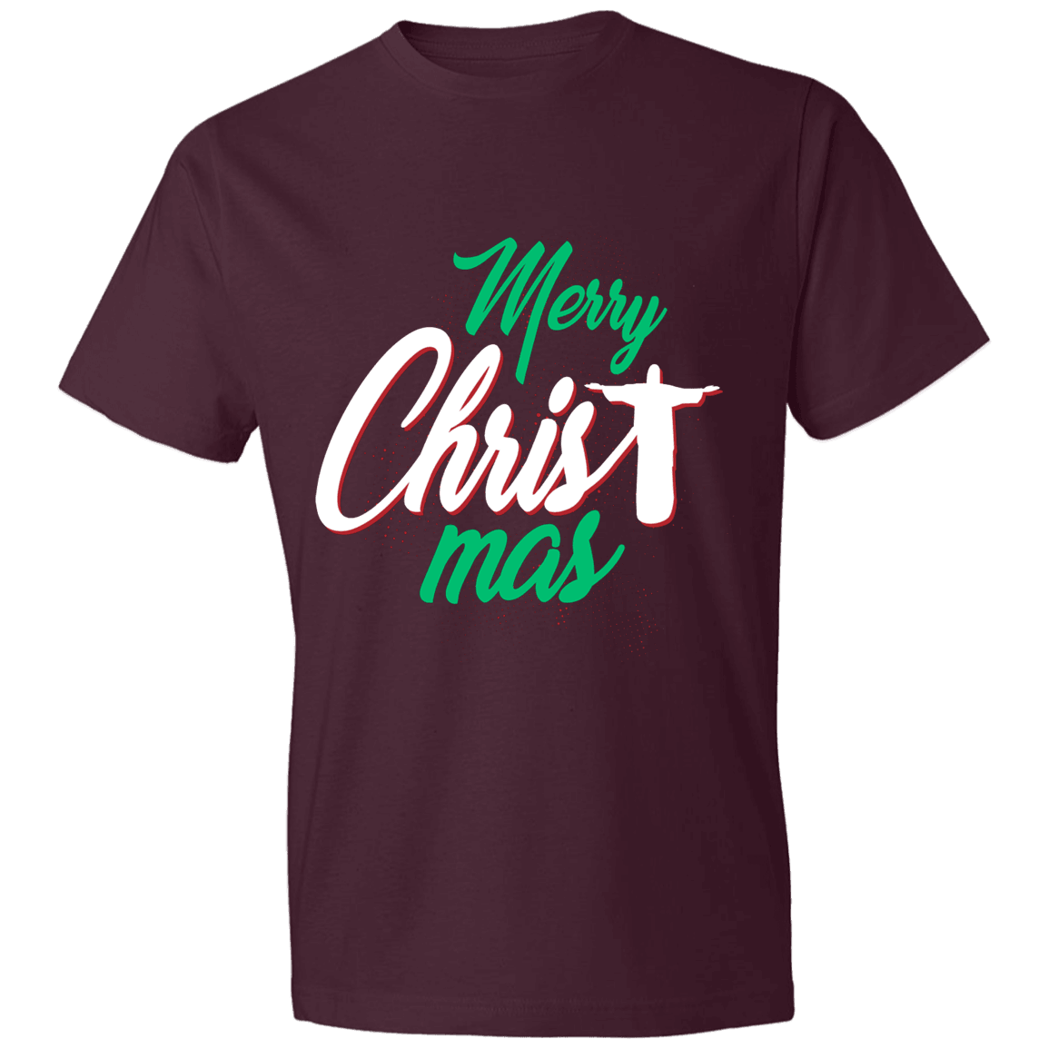Designs by MyUtopia Shout Out:Merry CHRISTmas - Lightweight Unisex T-Shirt,Maroon / S,Adult Unisex T-Shirt