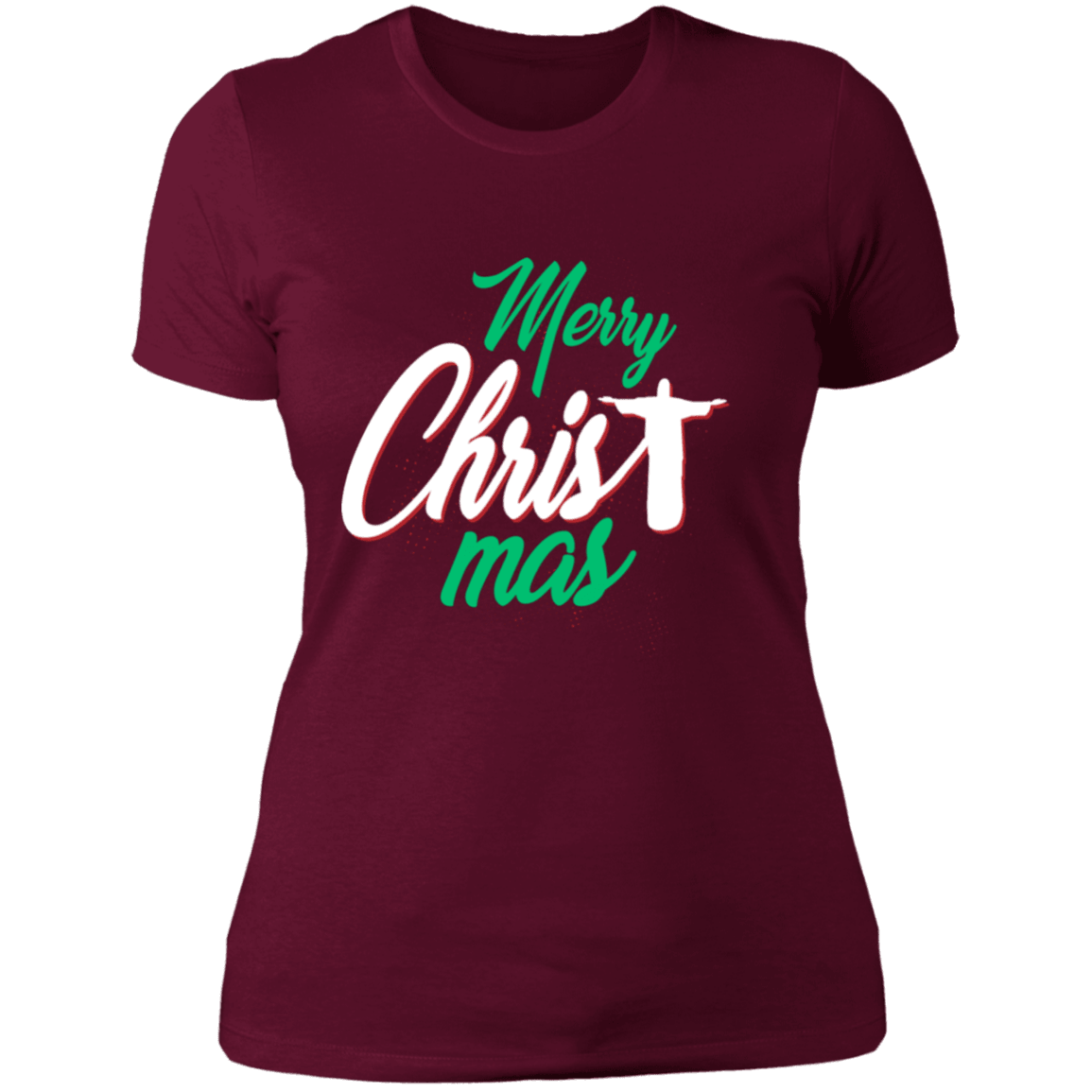 Designs by MyUtopia Shout Out:Merry CHRISTmas - Ultra Cotton Ladies' T-Shirt,Maroon / X-Small,Ladies T-Shirts