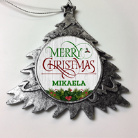 Load image into Gallery viewer, Designs by MyUtopia Shout Out:Merry Christmas Personalized Christmas Ornament,Christmas Tree,Personalized Christmas Ornament
