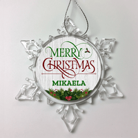 Load image into Gallery viewer, Designs by MyUtopia Shout Out:Merry Christmas Personalized Christmas Ornament,Christmas Snow Crystal,Personalized Christmas Ornament
