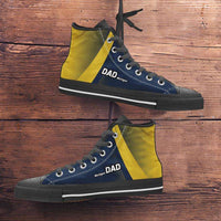Load image into Gallery viewer, Designs by MyUtopia Shout Out:Michigan DAD Basketball Fan Canvas High Top Shoes,Mens US 5 (EU38) / Blue / Maize,High Top Sneakers
